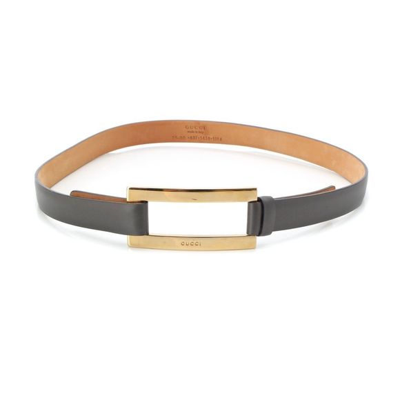 Gucci Square Buckle Waistband Belt In Black Gold - Picture 1 of 10